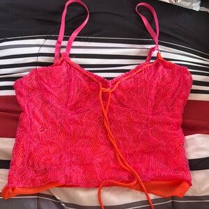 Vibrant Pink Lace Camisole Top